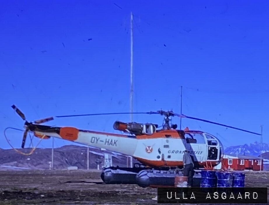 OY-HAK, Grønlandsflys "Nuka" (lillebror), en Sud Aviation SE-3160 Alouette III Helikopter - Mestersvig, Grønland 1970