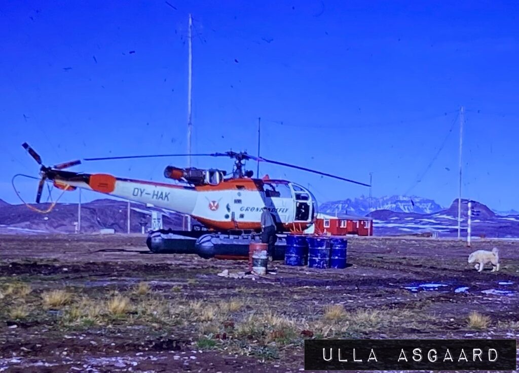 OY-HAK, Grønlandsflys "Nuka" (lillebror), en Sud Aviation SE-3160 Alouette III Helikopter - Mestersvig, Grønland 1970
